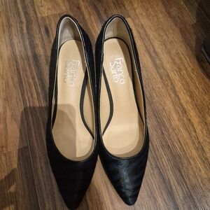Franco Sarto Black And Blue Calf Hair Pointed Heels